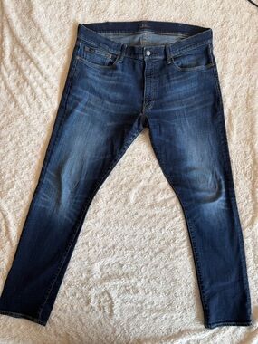 Ralph Lauren Men’s Slim Straight Dark Blue Washed Jeans 38x32